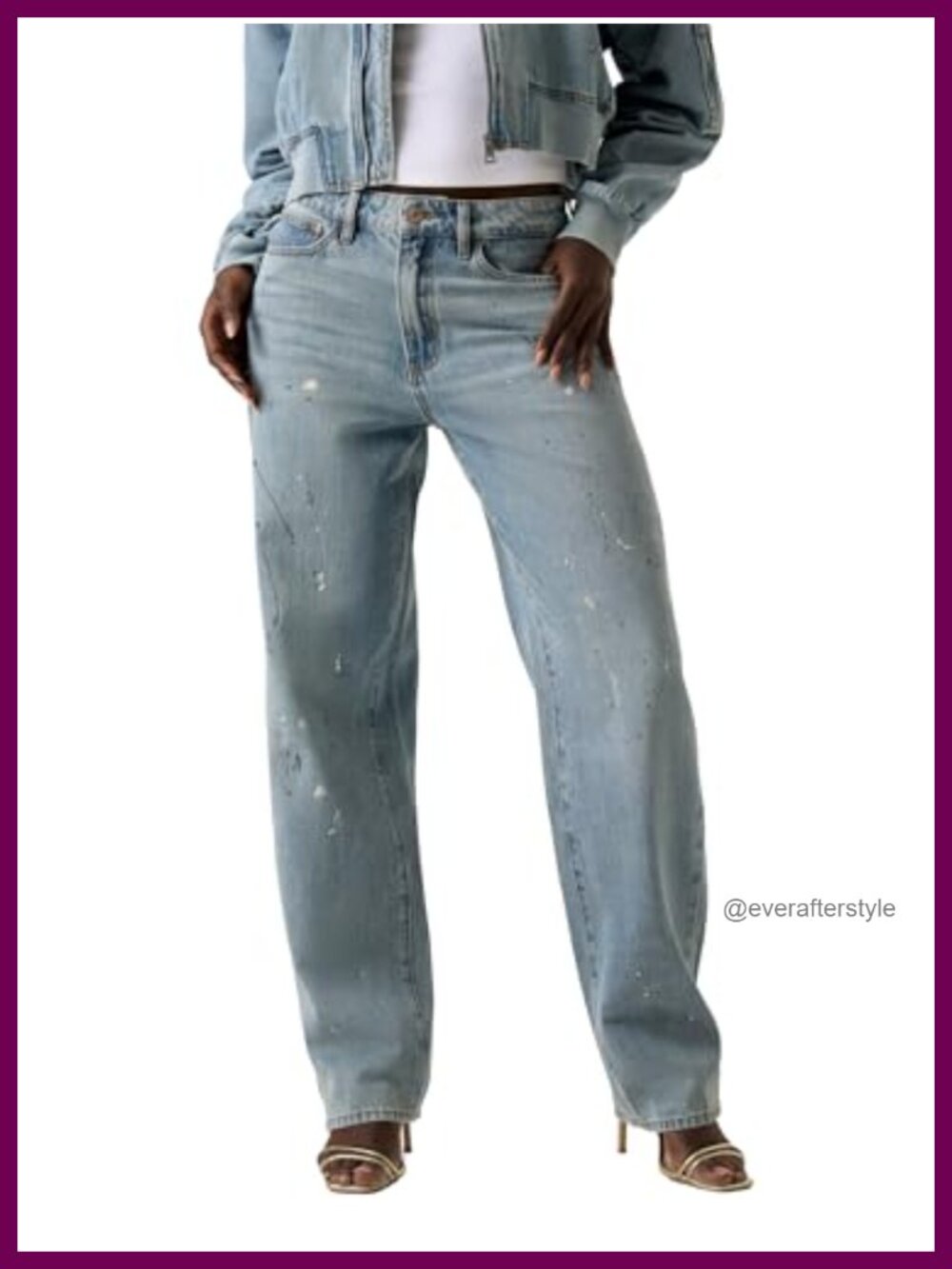 Relaxed Barrel Leg Jeans 100% Cotton Rigid Denim High Rise Tapered 34" Inseam